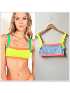 ONEONE Yellow Orange Blue Swim Tory Top Sz M